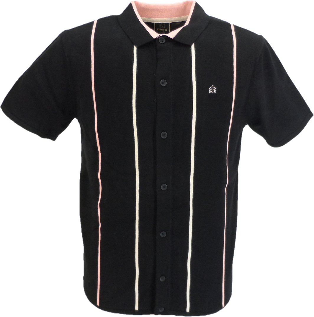 Cardigan polo Merc London in maglia con colletto nero