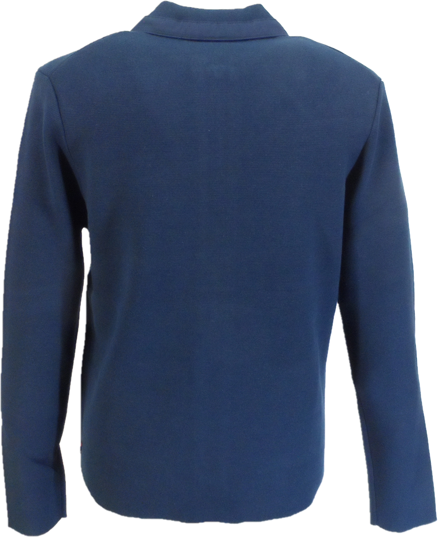 Merc Gover Marineblaues gestricktes Strickjacken-Poloshirt für Herren mit Reißverschluss