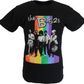 Schwarzes offizielles Herren-T-Shirt „The B-52s“ mit Regenbogenstreifen