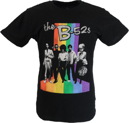 Schwarzes offizielles Herren-T-Shirt „The B-52s“ mit Regenbogenstreifen