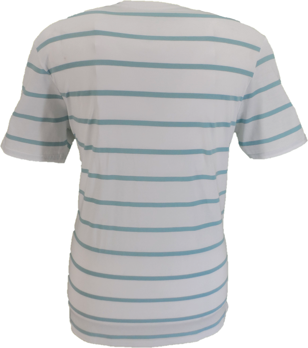 Mens White Baggy 60s 70s Retro Mod Striped T Shirt