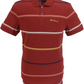 Ben Sherman Mens Red Claret Fine Stripe Patterned Polo Shirt