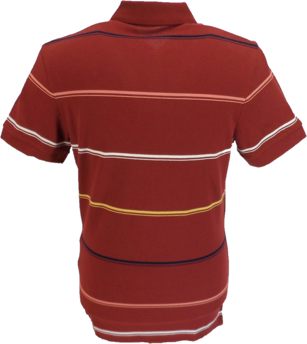 Ben Sherman Mens Red Claret Fine Stripe Patterned Polo Shirt