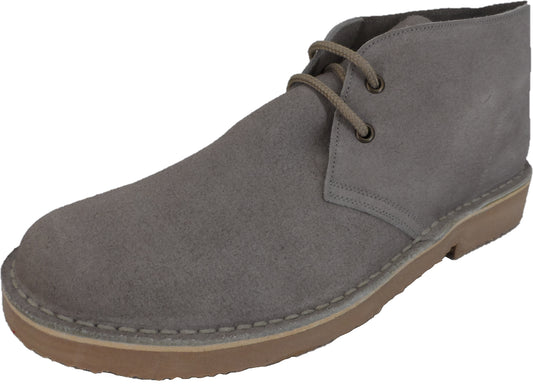 Roamers Light Grey Retro 70s Mod Style Real Suede Desert Boots