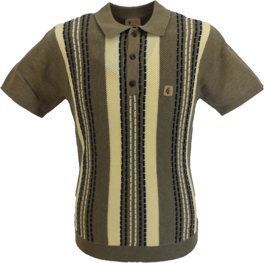Gabicci Vintage Herren-Poloshirt aus Ulmenholz-Caan-Stoff mit strukturierten Streifen