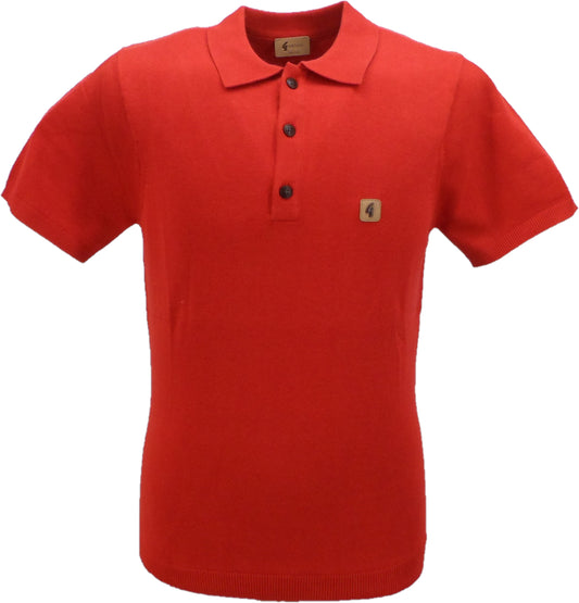 قميص بولو محبوك للرجال Gabicci Vintage باللون الأحمر الخشخاش