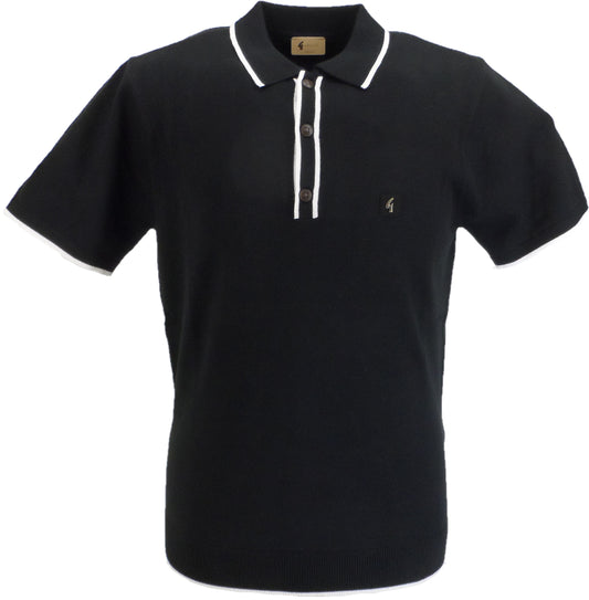 Gabicci Vintage polo de punto lineker negro para hombre