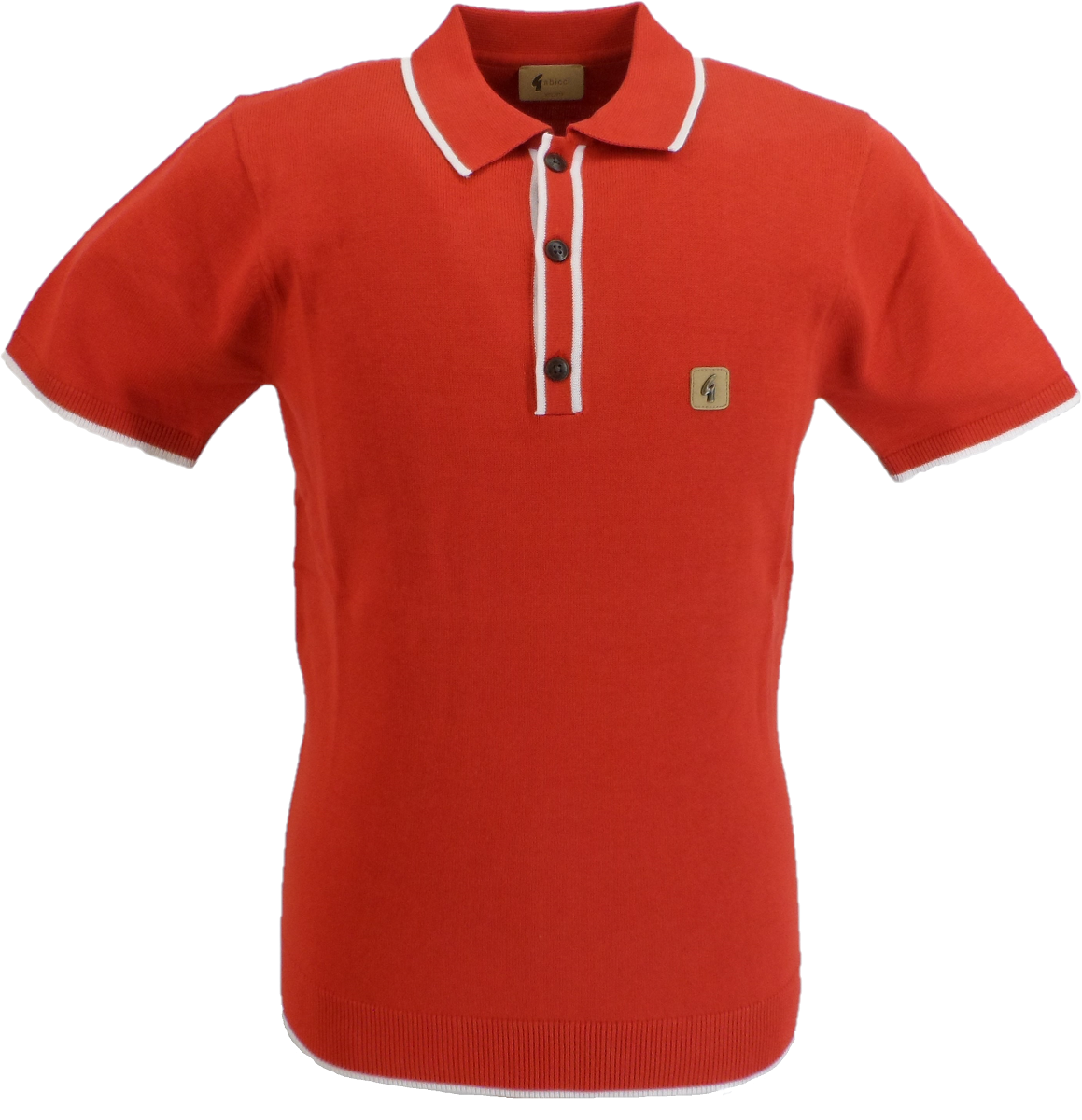 Gabicci Vintage Herren-Mohnrotes Lineker-Kurzarm-Strickpoloshirt