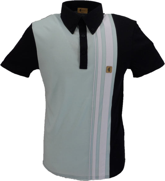 Gabicci Vintage Mens Routh Navy Blue Racing Stripe Polo Shirt