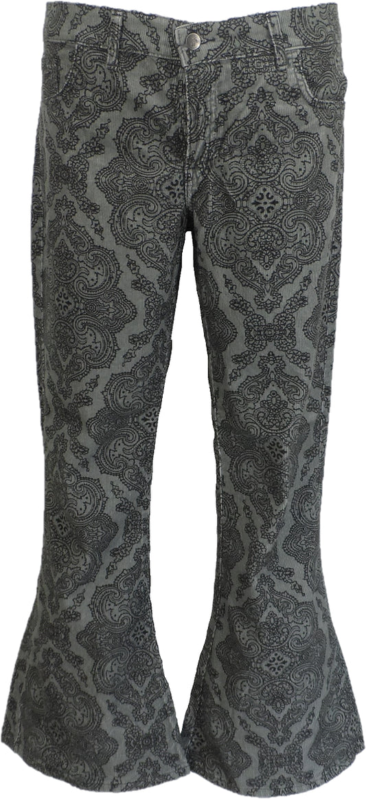 Run & Fly herre sølvgrå vintage jimi hendrix paisley retro bellbottom flares