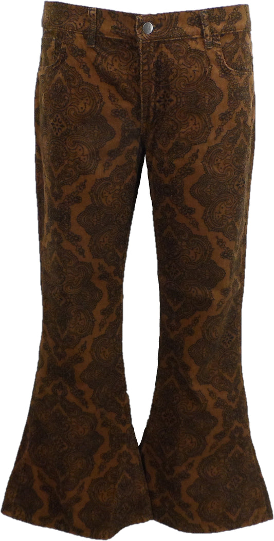 Run & Fly herre tan vintage jimi hendrix paisley retro bellbottom flares