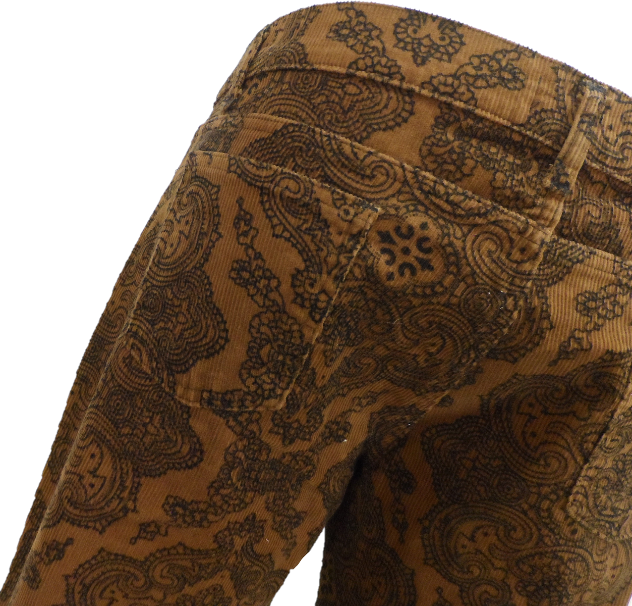 Run & Fly Mens Tan Vintage Jimi Hendrix Paisley Retro Bellbottom Flares