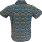 Relco Herren-Hemd im Retro-Stil, blau, mehrfarbig, Paisleymuster, hawaiianisch