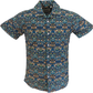 Relco Mens Blue Multi Paisley Retro Hawaiian Shirt