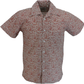 Relco herre bordeaux blomstret retro hawaiiansk skjorte