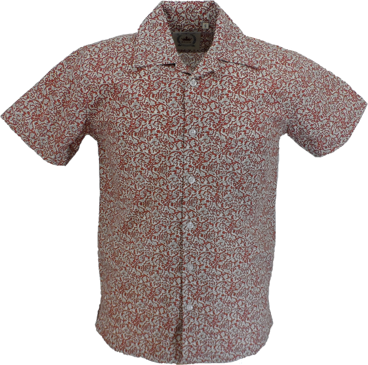 Relco herre bordeaux blomstret retro hawaiiansk skjorte