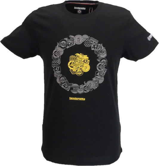 Lambretta Mens Black Badges Target Retro T Shirt