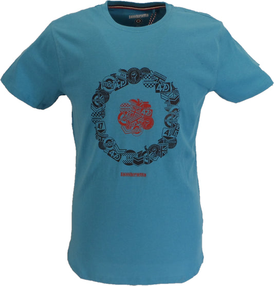 Camiseta retro con insignias de luna azul para hombre Lambretta