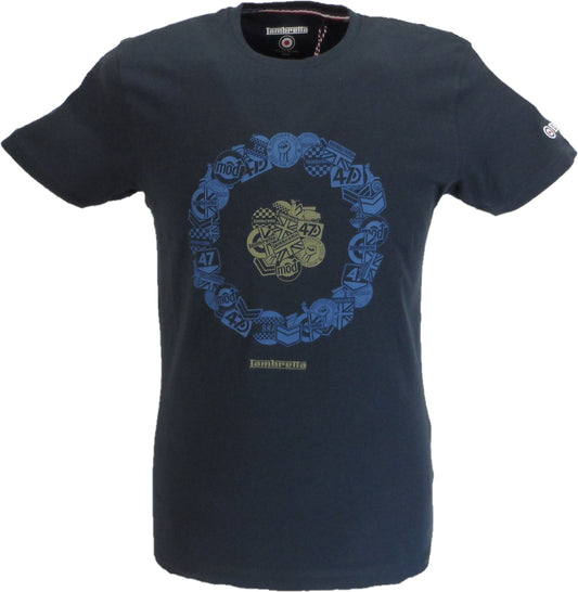 Lambretta Herren-T-Shirt mit marineblauen Abzeichen und Target-Retro-Motiv