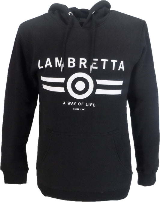 Haut à capuche noir avec logo cible Lambretta pour homme