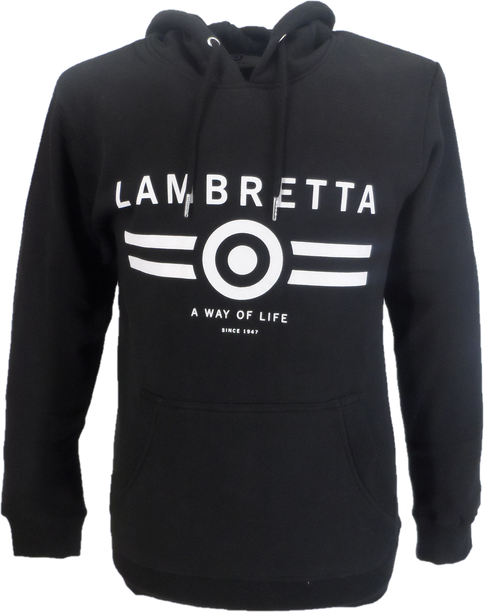 Maglia da uomo con cappuccio nera con logo Lambretta