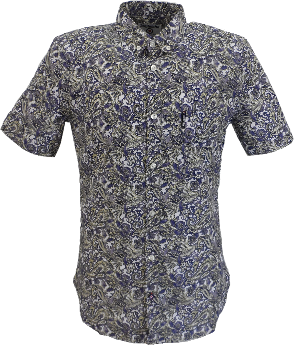 Lambretta Mens White Paisley Short Sleeved Button Down Shirts