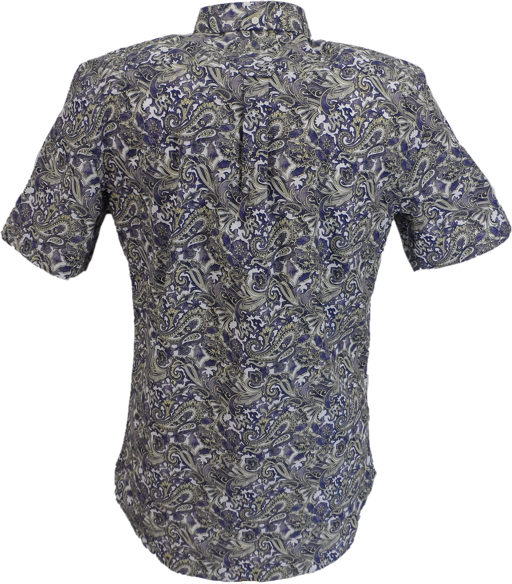 Lambretta Mens White Paisley Short Sleeved Button Down Shirts