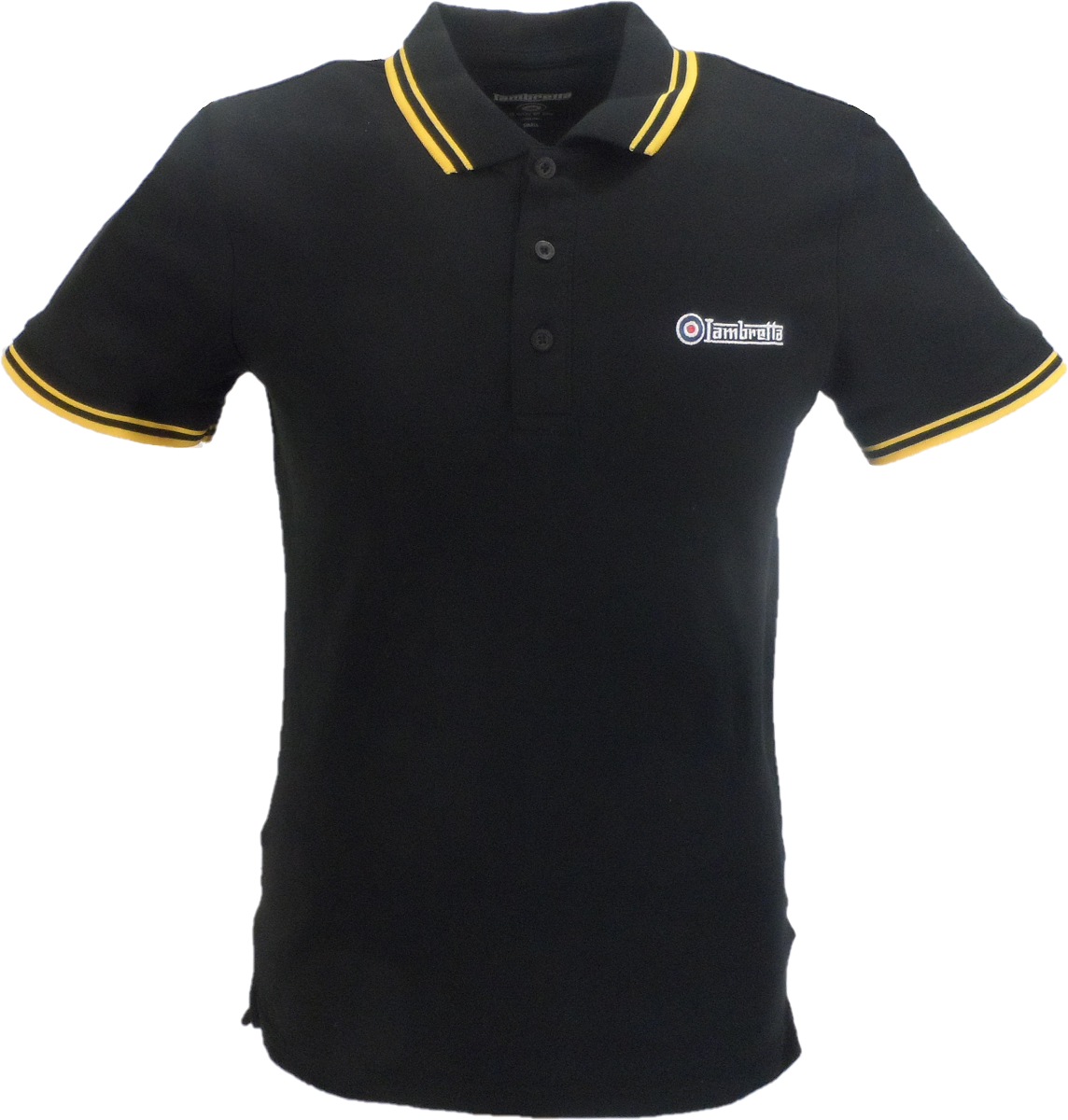 Lambretta Black & Gold Retro Target Logo 100% Cotton Polo Shirts