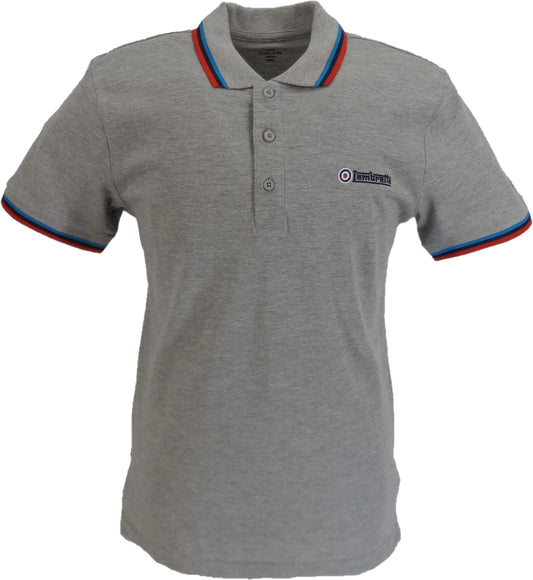 Lambretta Men`s Grey/Blue/Navy/Red Tipped Tipped 100% Cotton Polo Shirts