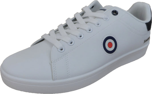 Lambretta Mens White Target Retro Mod Trainers