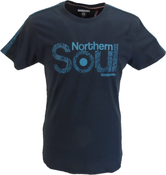 Lambretta Herren-T-Shirt „Northern Soul“ mit Paisley-Muster, Marineblau …