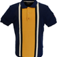 Merc Mens Derrick Navy Blue Vintage Knitted Mod Polo Shirts