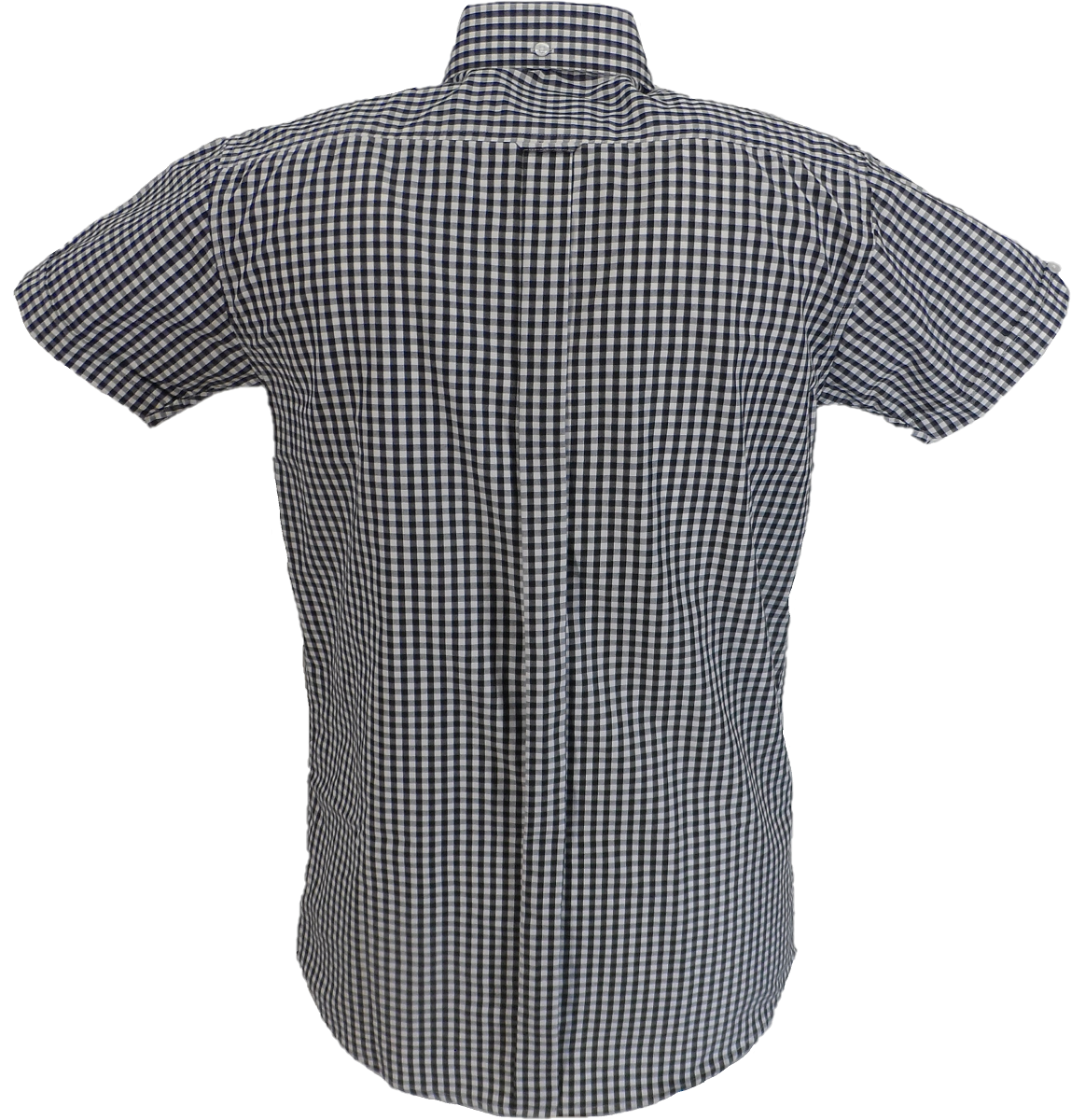 Relco Short Sleeved Black Gingham Check Button Down Shirts