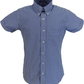 Camisas de manga corta con botones de algodón a cuadros azules Relco