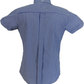 قمصان Relco ذات الأكمام القصيرة باللون الأزرق من القماش القطني الغني بأزرار سفلية