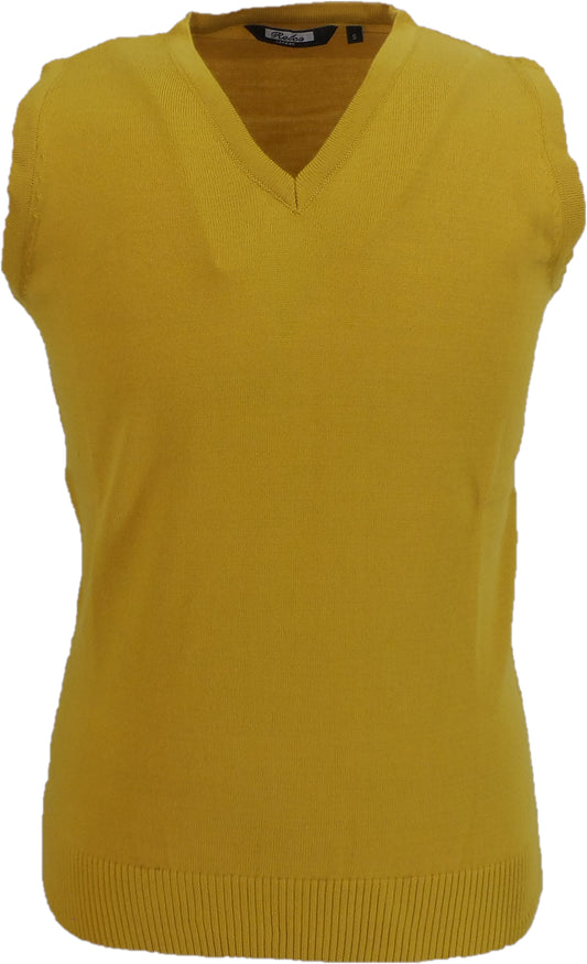 قمصان Relco الكلاسيكية بدون أكمام باللون الأصفر الخردل