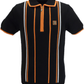 Trojan Records Mens Black Stripe Zipped Knitted Polo Shirt