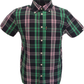 Trojan Mens Navy Check 100% Cotton Short Sleeved Shirts and Pocket Square