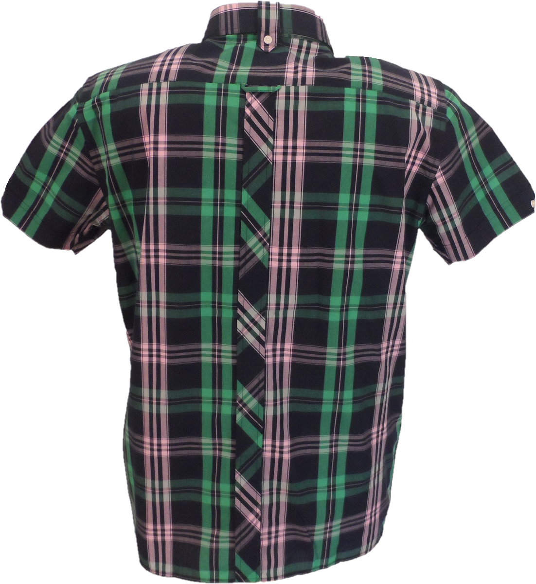 Trojan Mens Navy Check 100% Cotton Short Sleeved Shirts and Pocket Square