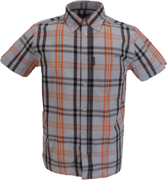 Trojan Mens Sky Check 100% Cotton Short Sleeved Shirts and Pocket Square