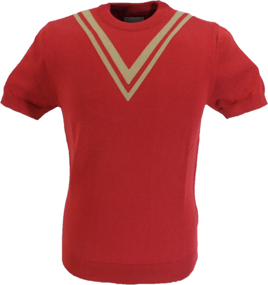 Ska & Soul Mens Red V Knitted T Shirts