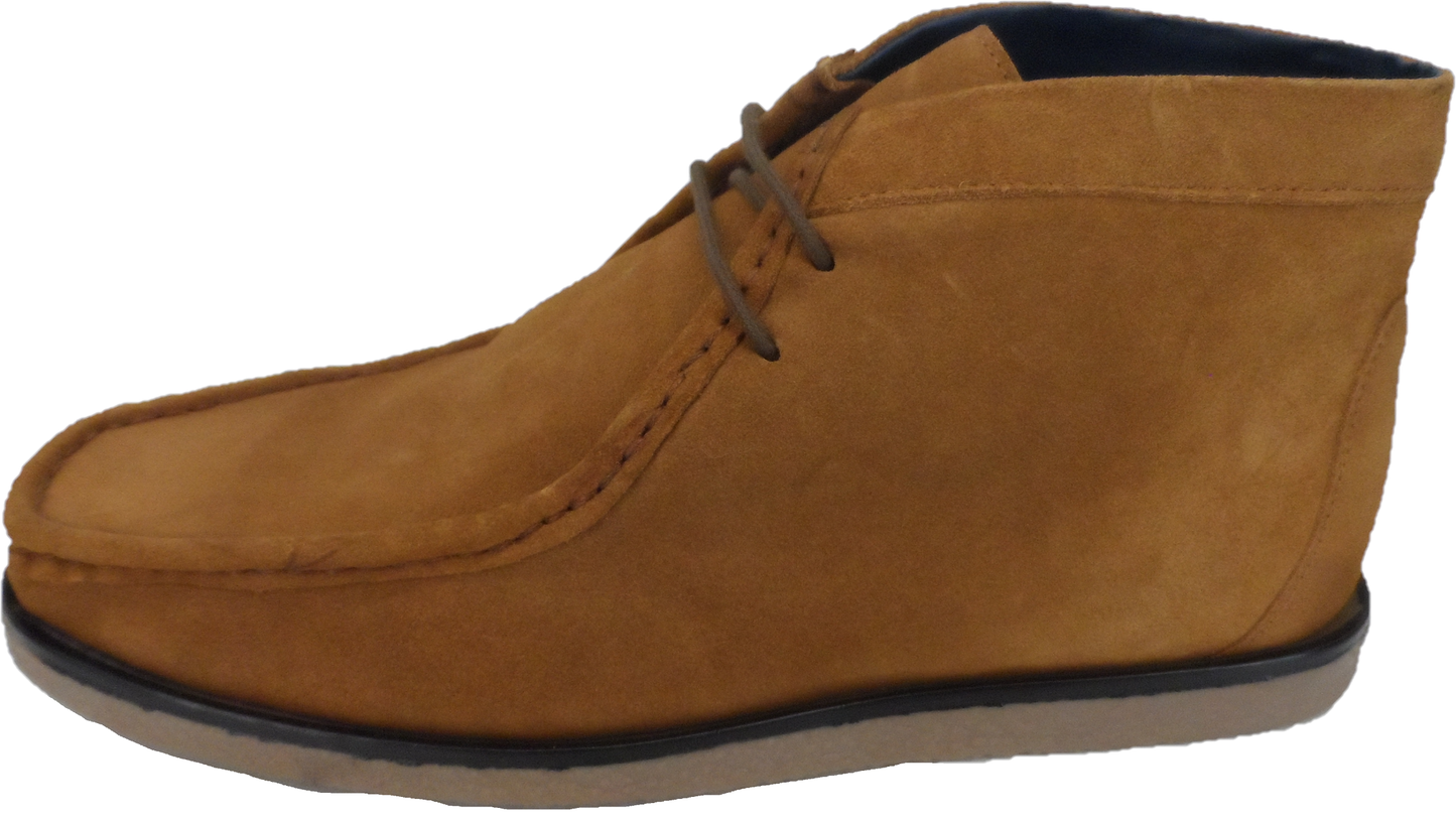 Roamers Mens Retro Tan Walibee Style Real Suede Boots