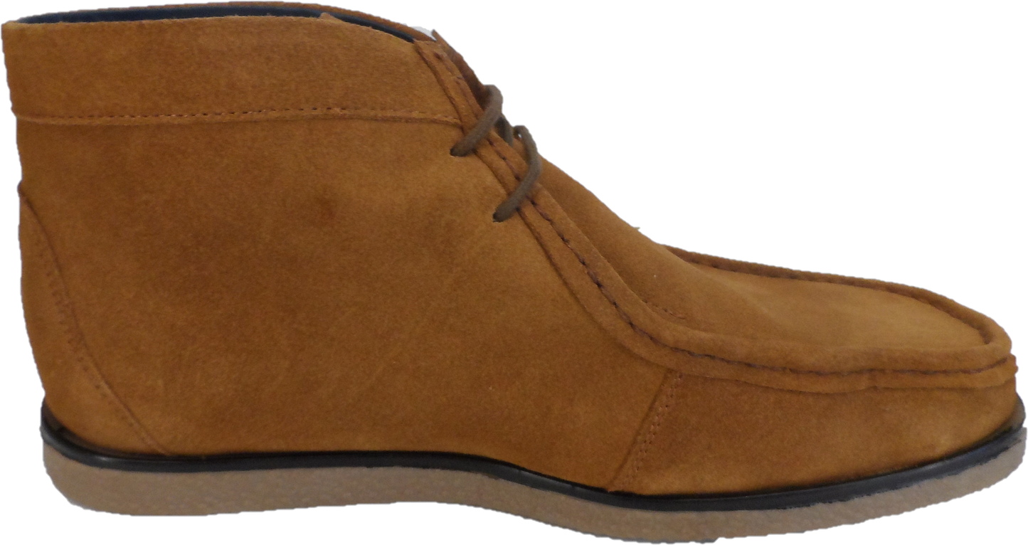 Roamers Mens Retro Tan Walibee Style Real Suede Boots