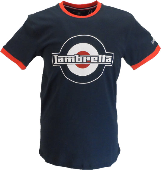 Lambretta Mens Navy Blue Target Logo Ringer T-Shirt
