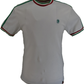 Trojan Mens Ecru Twin Stripe Ringer Pique Cotton T-Shirt