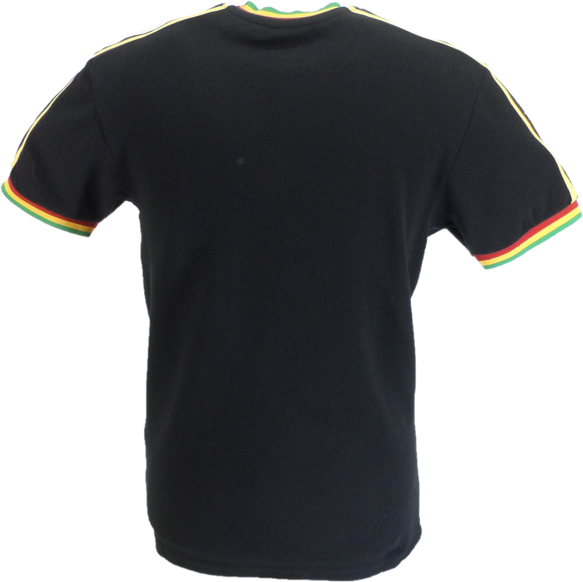 Trojan Mens Black Rasta Twin Stripe Ringer Pique Cotton T-Shirt