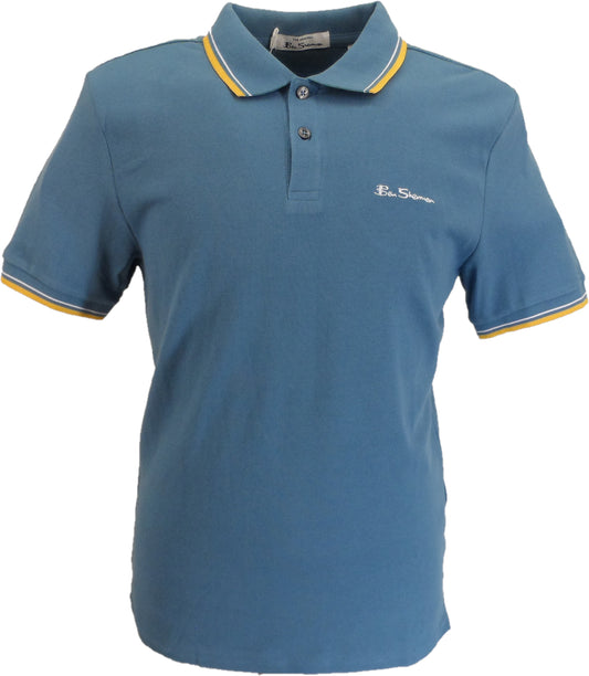 قميص بولو Ben Sherman ذو اللون الأزرق المميز للرجال مصنوع من القطن بنسبة 100%