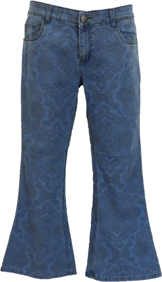 Run & Fly herre vintage paisley retro klokkebund super stonewashed flares