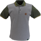 Trojan Records Mens Army Green Dogtooth Front Polo Shirt