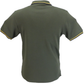 Trojan Records Mens Army Green Dogtooth Front Polo Shirt